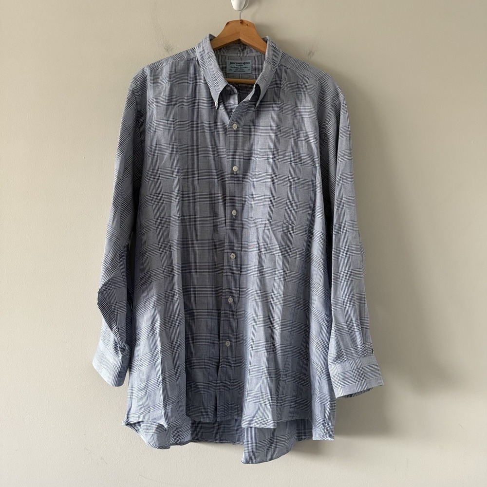 Vintage Abercrombie & Fitch Button Down Mens 17.5 / 34 Office Career Plaid Blue